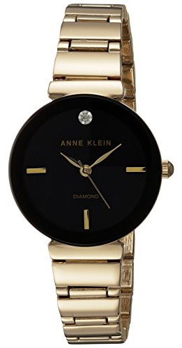Reloj Con Brazalete De Tono Dorado Ak-2434bkgb De Mujer Anne