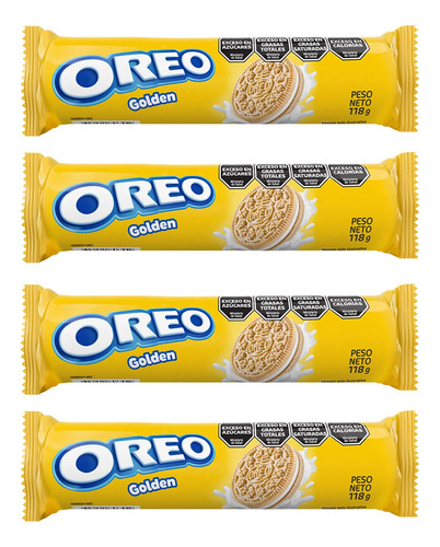 Pack X4 Galletitas Oreo Golden Vainilla Sin Colorantes 118g