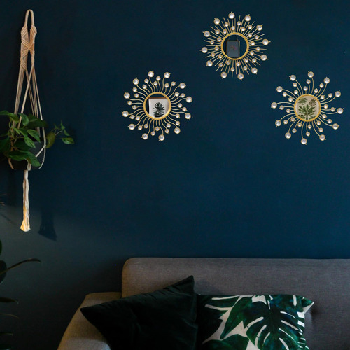 Espejo Decorativo Dorado Con Rayos De Sol Para Pared