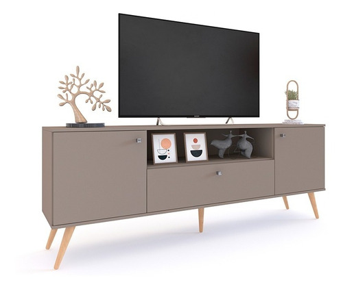 Mueble Tv 65 180cm 3 Puertas Gris Cubanita Escandinavo Delos