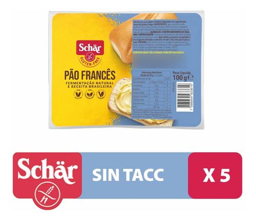 Pan Francés Schar Sin Tacc  Vegano  X 100 Grs X 5 Unidades