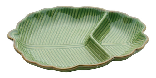 Imagem 1 de 4 de Folha Decorativa De Ceramica Banana Leaf Verde 26,5x20x4cm