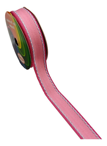 Fita Decorada Borda Pesponto 22mm Sinimbu Nº5 Com 10 Metros Cor Rosa Borda Rosa