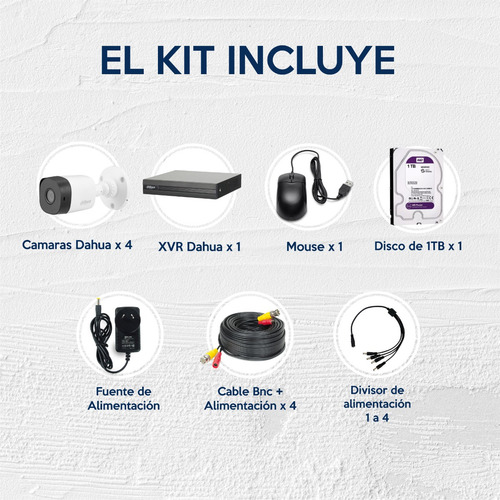 Imagen 4 de 9 de Kit Seguridad Dahua Cctv Dvr 4ch Fullhd + 4 Camara 4mp + 1tb
