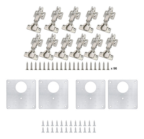 16 Bisagra Cierre Suave Recta+4 Panele De Reparación Bisagra
