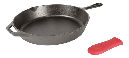 Sarten De Hierro Fundido Con Mini Mango Rojo De Silicona