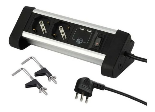 Alargue De Escritorio 2mts Electraline 2 Schuko +2usb +llave