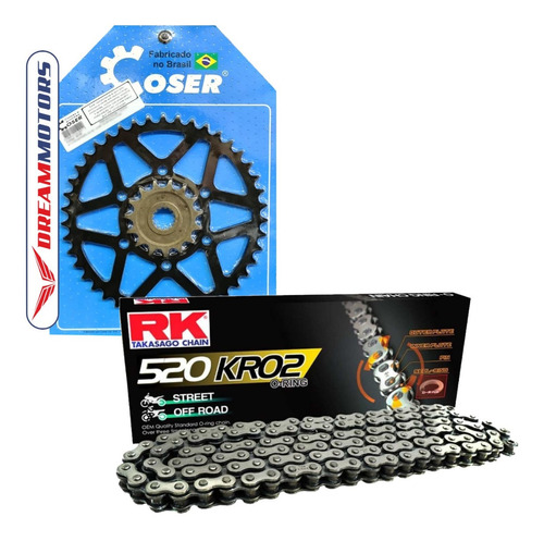 Kit Relação Coser + Corrente Rk Kro2 Kawasaki Zx6 Zx6r 43x16