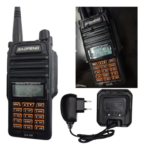 Radio Comunicaçao Uv 9r Plus Baofeng Walkie Talk Bandas De Freqüência Dual Cor Preto