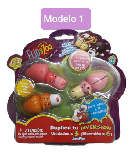 Flipazoo Mini X 3 Figuras Goma Reversible 2 En 1 