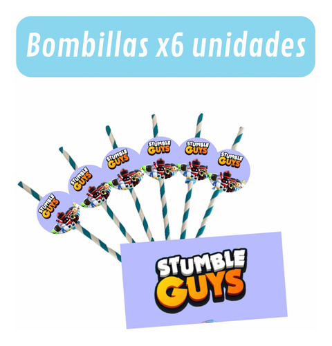 Bombillas Cumpleaños Stumble Guys X6 Unidades Cotillón