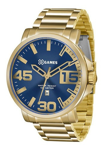 Relógio X Games Masculino Dourado Azul Xmgs1018 D2kx