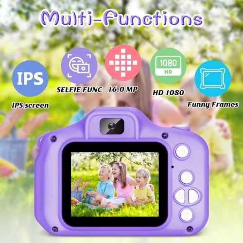 Cámara para niños, cámara digital infantil de 2.0 pulgadas, cámara digital  de juguete para juguete de regalo para niños 1080p HD / caso de silicona  resistente a los golpes