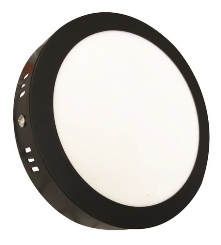 Lampara Led Panel Superficial Redondo 18w Borde Negro 3000k 