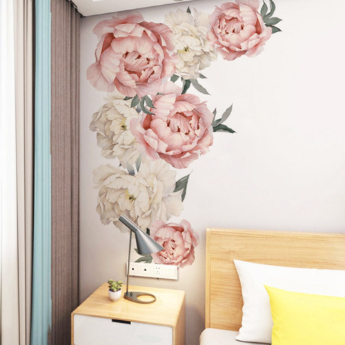 Adhesivos De Pared Con Estampado De Flores De Peonía, Apliqu