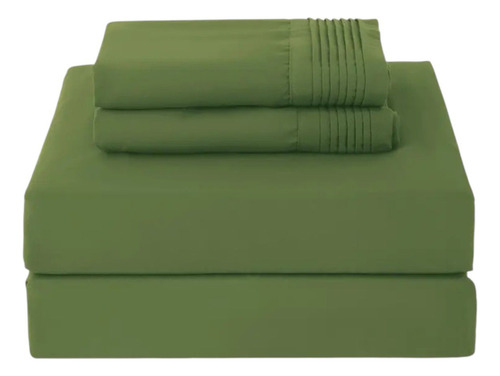 Sabana Matrimonial Colchón Alto Algodón Egipcio Verde Milita