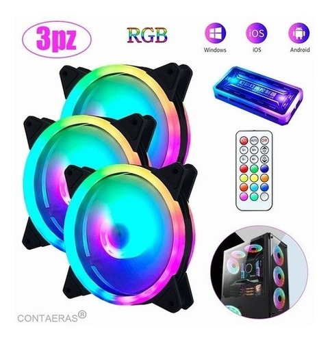 Ventilador 3 Pz Rgb Gabinete 1.7w 12vdc 1200 Rpm +-10% Molex