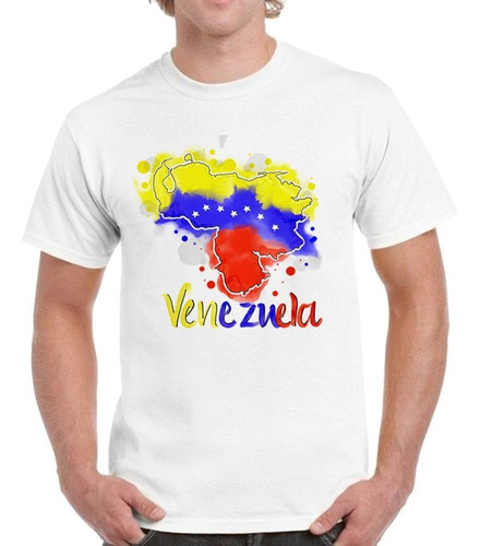 Remera De Hombre Mapa De Venezuela Bandera Color