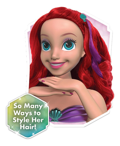 Cabezal De Peluquería Just Play, Princesa Ariel De Disney, 2