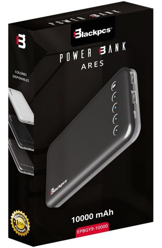 Power Bank 10000mah Ares 2 Puertos Usb Blackpcs Colores