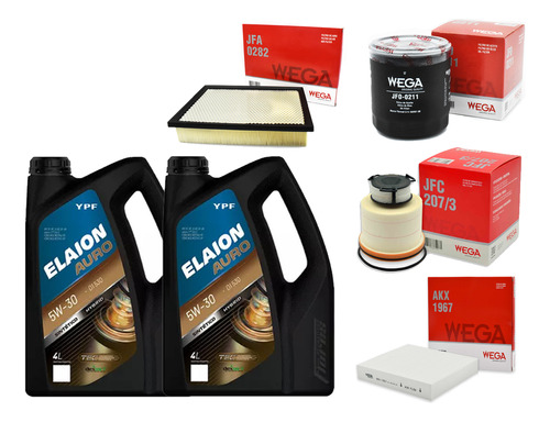 Kit Filtros Toyota Hilux 2.4 + Aceite Ypf Auro D1 5w30 8l