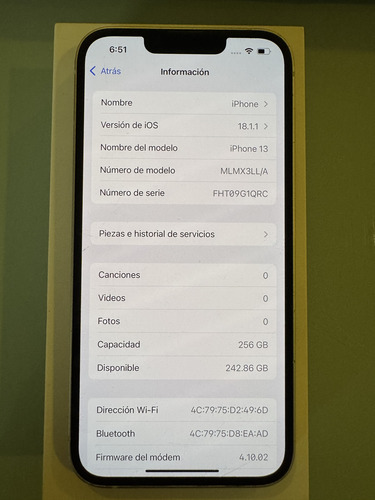 Apple Iphone 13 (256 Gb) - Blanco Estelar Blanco (Usado)