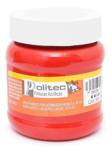 Pintura Acrilica Politec 250 Ml Acrilico Colores A Escoger Color Rojo 314