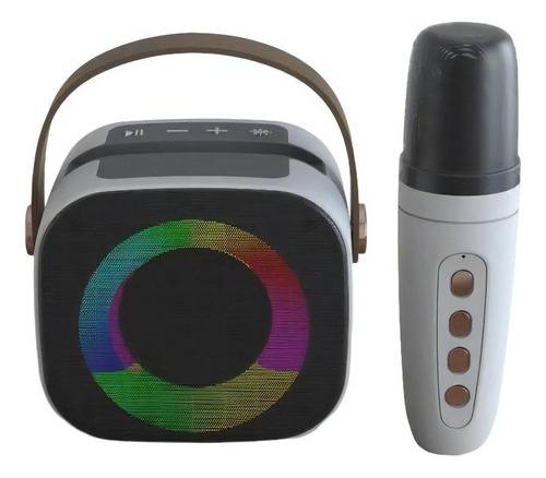 Mini Altavoz Karaoke Bd108 Bluetooth Luces Led V5.3 Portátil Color Blanco