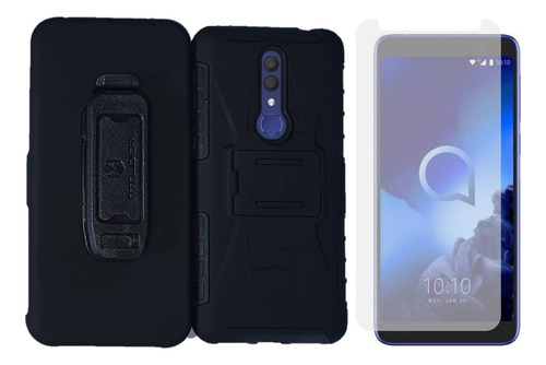 Combo Funda De Uso Rudo Alcatel 1x 2019 + Mica De Cristal 9h