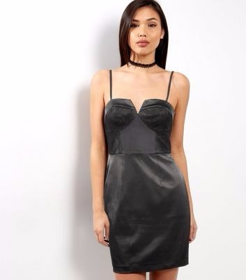 Vestido Negro Satin Para Fiesta - Importado New Look