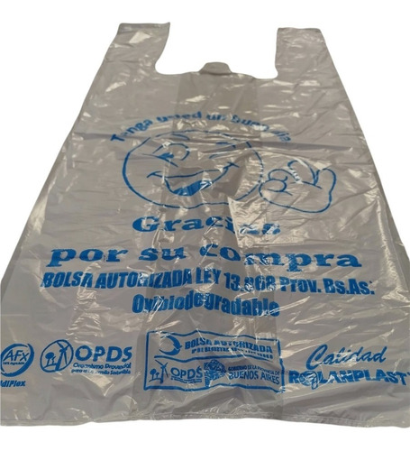 Bolsa Camiseta Biodegradable 40x50 Carita Emoji Blanco