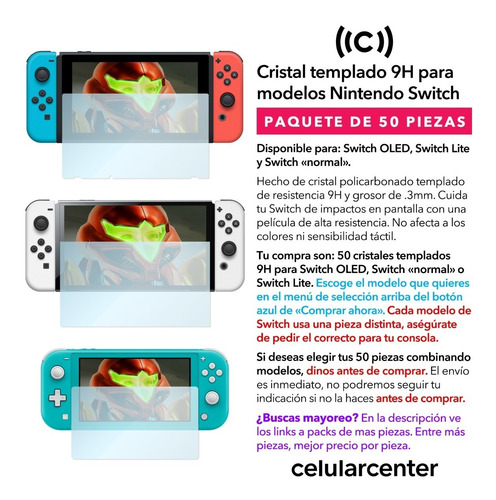 Pack X50 Protector Templado Switch Oled Lite Normal Cristal (Usado)