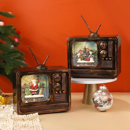Caja De Música Con Tv Led Para Navidad, Decoración
