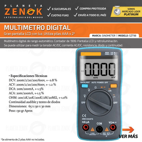 Multimetro Digital Profesional Lcd Luz Operario Electricidad Tester