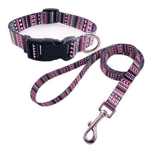 Conjunto De Collar Y Correa De Nylon Ajustable Para Perros