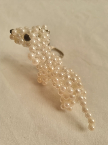 Chaveiro Cachorro Dachshund Branco Em Miçanga Novo