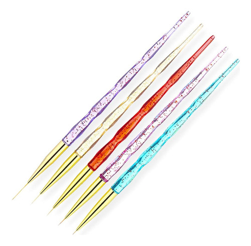 Silpecwee 5pcs Acrylic Nail Art Liner Brush Set Uv Gel Build