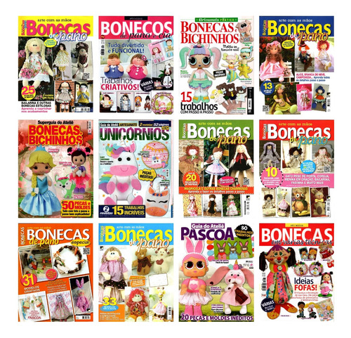 Kit 12 Revistas Bonecas De Pano Lote 3