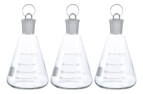 Frasco Erlenmeyer Graduado De Borosilicato, 3 Unidades, Vari