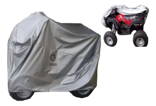 Funda Afelpada 100% Impermeable Para Cuatrimoto Yamaha Color Plata
