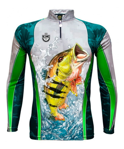 Imagem 1 de 2 de Camiseta De Pesca King Brasil Sublimada Manga Longa - Kff423