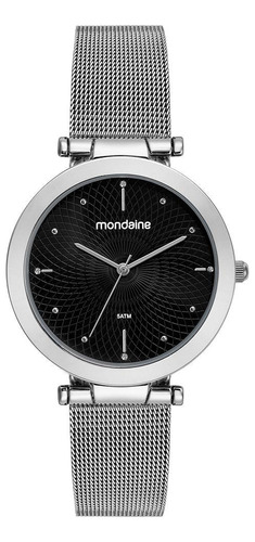 Relógio Mondaine Prata Feminino 32524l0mvne2 Cor do fundo Preto