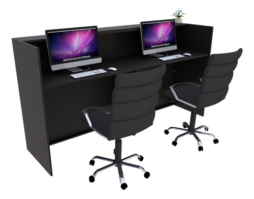 Balcão Recepção Caixa 169cm Preto - Linha Premium - Mod 2.1