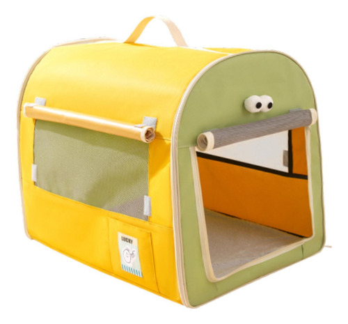 Cão Caixa De Carro Viagem Filhote De Amarelo E Verde