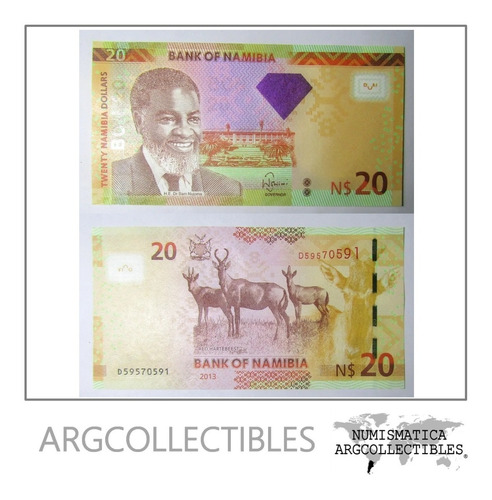 Namibia Billete 20 Dolares Año 2013 Pick 12 B Unc Antilope