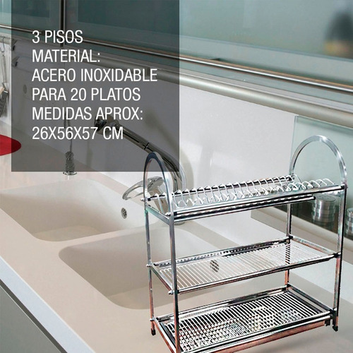 Secaplatos Escurridor Vajilla 20 Platos Acero Inoxidable