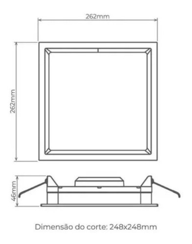 Imagem 3 de 5 de Painel Embutir Stella 24w Deep Recuado 3000k Sth8904pto/30
