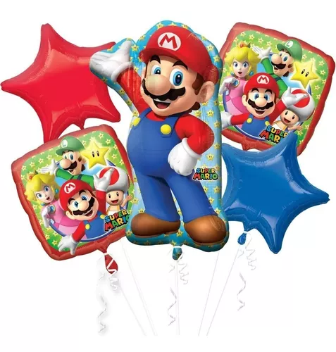 Mario Bros - Ramo de globos de cumpleaños con decoración de mesa de Mario  Bros