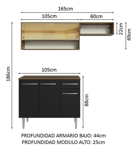 Cocina Integral Completa Modular Madesa Emilly 165cm Mn 02