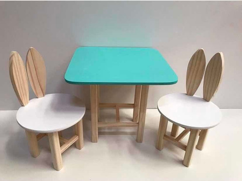 Imagen 3 de 9 de Mesa Infantil Y Sillas Con Orejitas